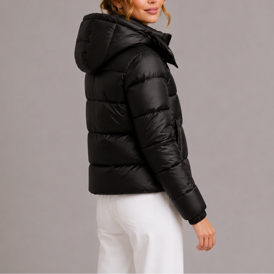 Women's Hooded Puffer Jacket — Lightweight Quilted Winter Coat