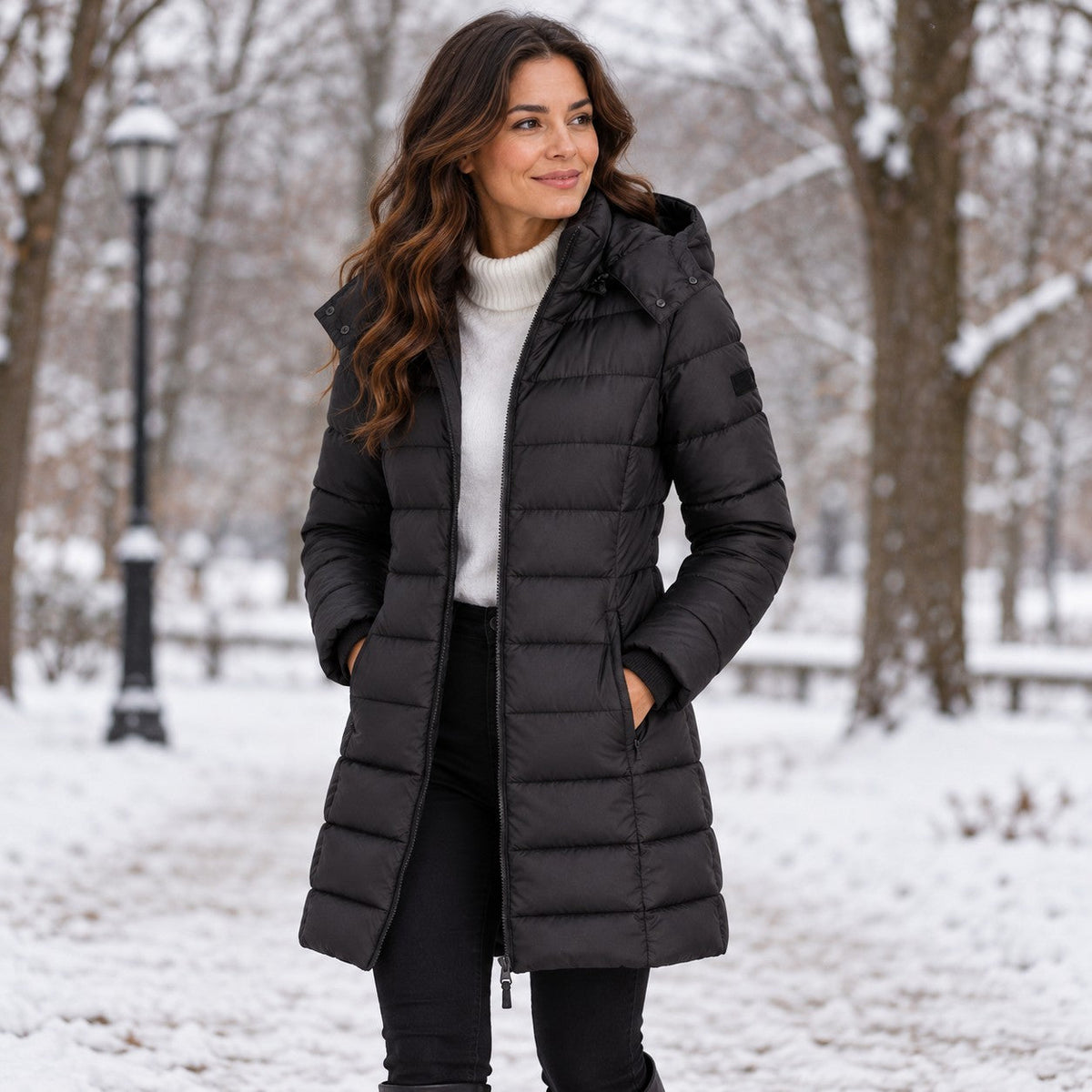 Women's Long Hooded Insulated Puffer Winter Coat