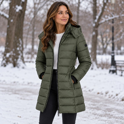 Women's Long Hooded Insulated Puffer Winter Coat