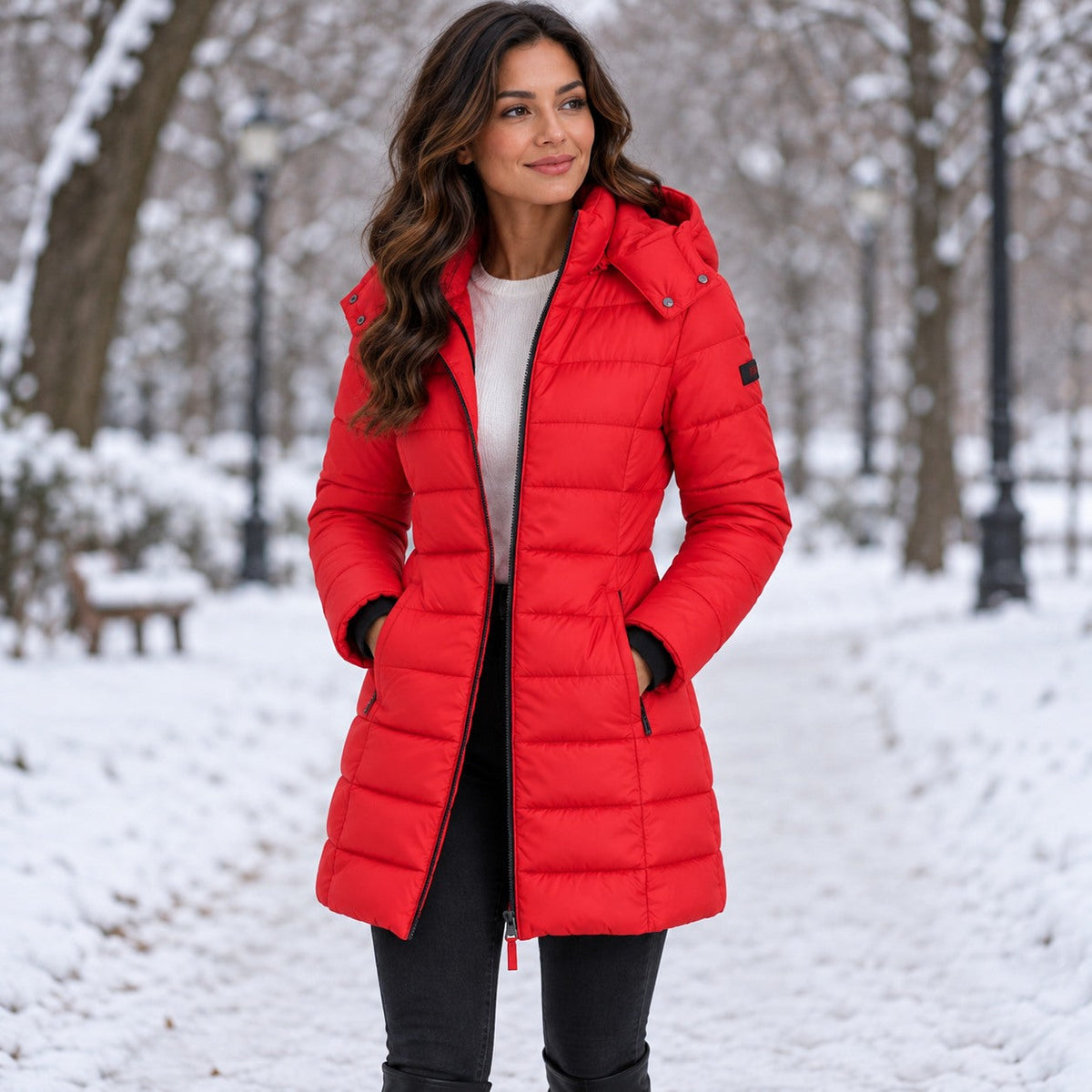 Women's Long Hooded Insulated Puffer Winter Coat