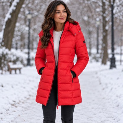 Women's Long Hooded Insulated Puffer Winter Coat