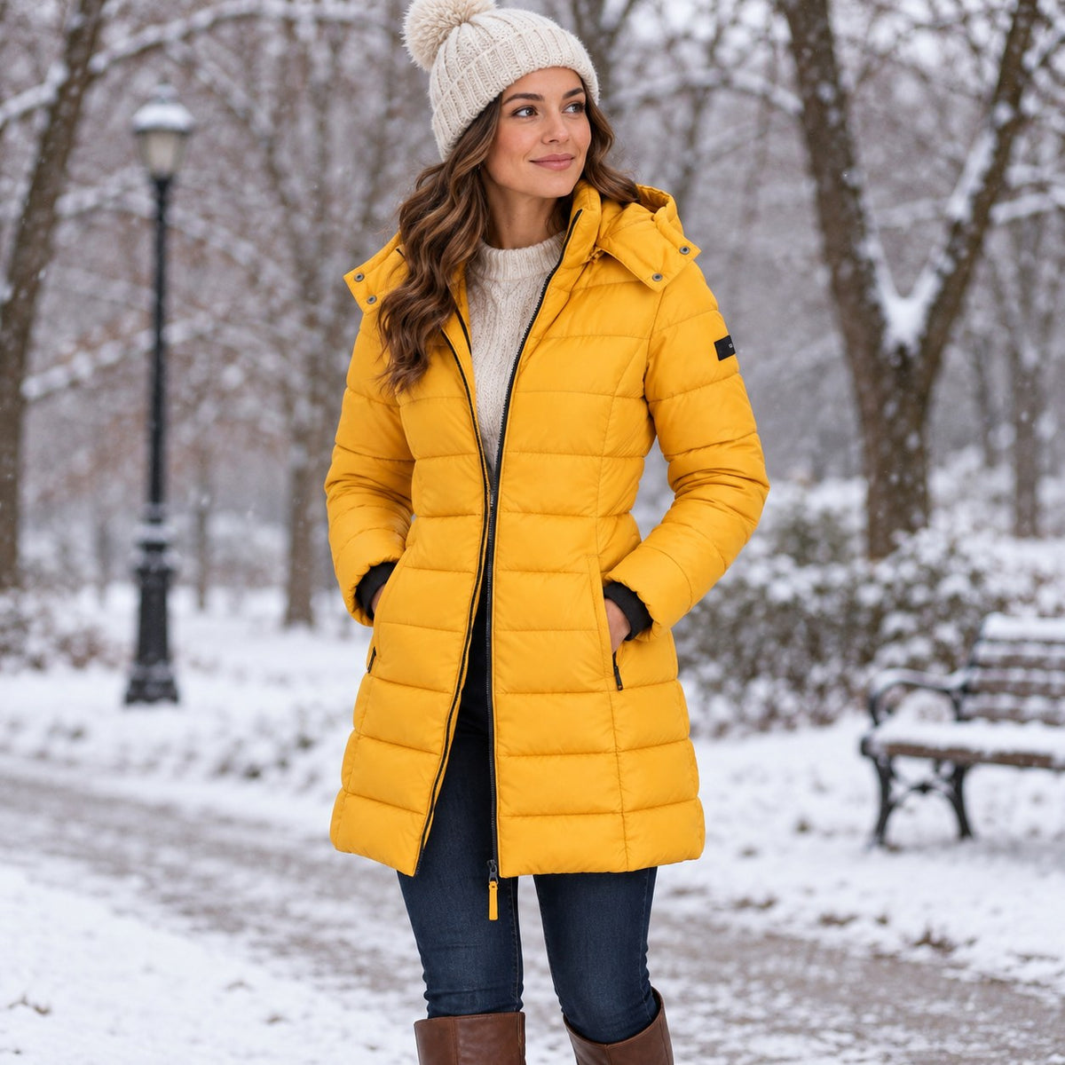 Women's Long Hooded Insulated Puffer Winter Coat