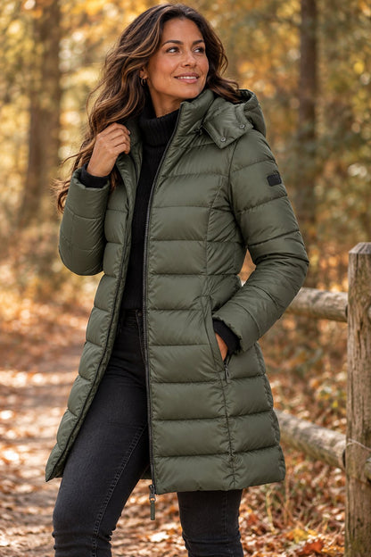 Women's Long Hooded Insulated Puffer Winter Coat